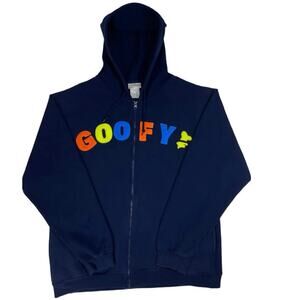 Vintage Y2K Walt Disney World Goofy Zip Hoodie‎ Men’s Medium Navy
